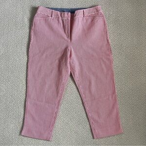 Talbots Seersucker Cropped Pants in Red/White Stripe